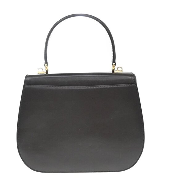 GUCCI Logo Horse Shoe Hand Bag Leather Brown GHW Italy - Picture 3 of 14